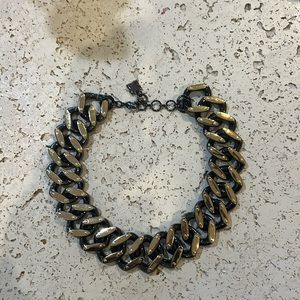 Bcbgmaxazria Black And Gold Chain Statement Neckl… - image 1